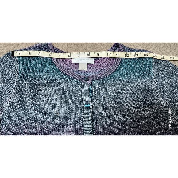 CJ Banks VTG  Multi Color Ombre Striped Sweater  Pearlized Buttons Womens  Small - Picture 4 of 10